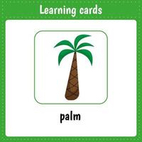 Kids learning cards. Palm vector