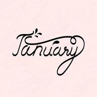 January calligraphy hand lettering design.Floral flower calligraphy style, vector