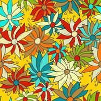 Seamless pattern background with different abstract flowers. vector