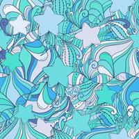 Seamless background with stars,leaves,flowers and berries. vector