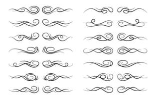 Set of Ornamental Decorative Swirl Art Line vector