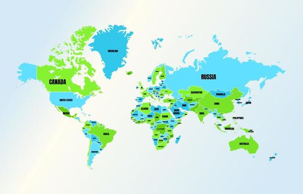 Green and Blue Color Map World Globe