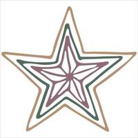 ilustración de estrella dibujada a mano vectorial. lindo colorido garabato aislado sobre fondo blanco. para impresión, web, tarjeta de felicitación, diseño, decoración. vector