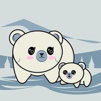 Polar she-bear with cubs vector illustration free download