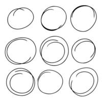 Hand drawn round scribble set. Collection of circles frames. Isolated on white background vector illustration.