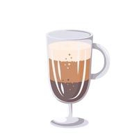 Glass Cup of Hot Latte. Vector Illustration isolated on white background. Decorative Design for Cafeteria, Posters, Banners, Cards.