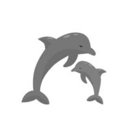 adorable delfín madre y bebé vector ilustración. icono de mamíferos marinos.