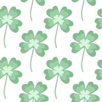 Clover leaf seamless pattern. Cute plant endless print. Isolated on white. vector