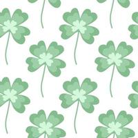 Clover leaf seamless pattern. Cute plant endless print. Isolated on white. vector