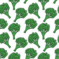 Broccoli seamless pattern on white background. Green vegetable vector illustration. Endless repeatable print.