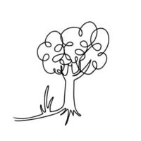 Tree in continuous one line style. Cute template in single line style for greeting cards. Contour line art design for t-shirt fashion print. vector