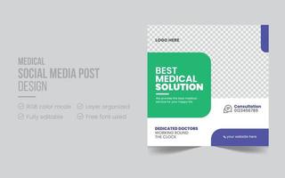 Clinic or hospital digital square flyer. Professional healthcare social media post or promotional web banner design. Editable social media banner template design pro download vector