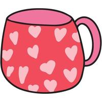 cute pattern tea cup, coffee mug, drink and beverage illustration. vector