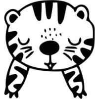 cute tiger face, wildlife animal, cute kitty, cat, kitten illustration. vector