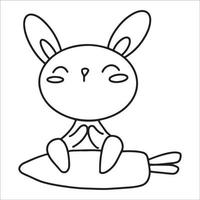 hand drawing happy rabbit easter bunny doodle art illustration vector