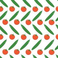 tomato and cucumber seamless pattern. Cartoon style. Endless background for textiles, vegetable packaging, greenhouse advertising, agricultural photo zones, eco shops. Vector illustration, flat