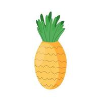 piña aislado sobre fondo blanco. elemento de dibujos animados para el diseño de envases, postales, huellas de bebés, ilustraciones, pegatinas. fruta exótica. ilustración vectorial, plano vector