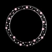 festive round frame with bright shimmering balls for the design of cards, invitations and banners. A scattering of balls on a black background. christmas template for design. Vector illustration