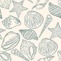 Seashells seamless pattern vector illustration