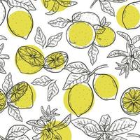 bosquejo, limones, seamless, patrón vector