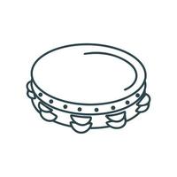 Folk musical instrument tambourine doodle style vector