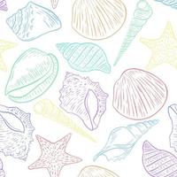 Multicolored seashells seamless pattern vector