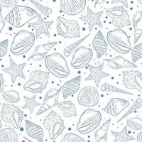 Seashells sketch seamless beautiful pattern vector