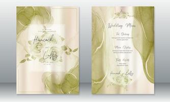 Wedding invitation card template green background