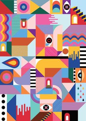 geometric shapes, geometry graphics and abstract background vector. Geometry grid pattern banner vivid presentation illustration