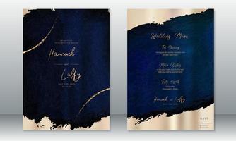 tarjeta de invitación de boda fondo azul oscuro vector