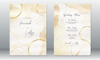 Golden wedding invitation card template vector