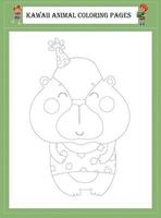 Kawaii Animal Coloring Pages vector