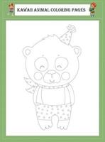 Kawaii Animal Coloring Pages vector