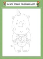 Kawaii Animal Coloring Pages vector