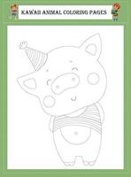 dibujos de animales kawaii para colorear vector