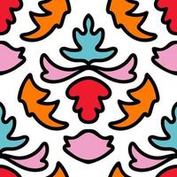 Colorful floral damask seamless pattern with curls, swirls. Curly background. vector