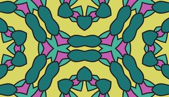 Abstract colorful doodle geometric flower seamless pattern. Floral background. Kaleidoscope mosaic, geo tile of thin line ornament. vector
