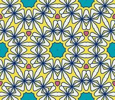 Abstract colorful doodle geometric flower seamless pattern. Floral background. Kaleidoscope mosaic, geo tile of thin line ornament. vector