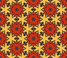 Abstract colorful doodle geometric flower seamless pattern. Floral background. Kaleidoscope mosaic, geo tile of thin line ornament. vector