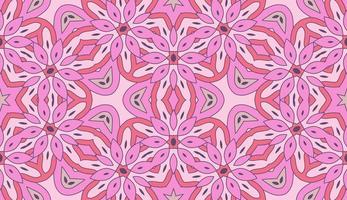 Abstract colorful doodle geometric flower seamless pattern. Floral background. Kaleidoscope mosaic, geo tile of thin line ornament. vector