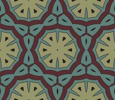 Abstract colorful doodle geometric flower seamless pattern. Floral background. Kaleidoscope mosaic, geo tile of thin line ornament. vector