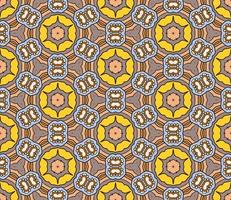 Abstract colorful doodle geometric flower seamless pattern. Floral background. Kaleidoscope mosaic, geo tile of thin line ornament. vector