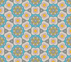 Abstract colorful doodle geometric flower seamless pattern. Floral background. Kaleidoscope mosaic, geo tile of thin line ornament. vector