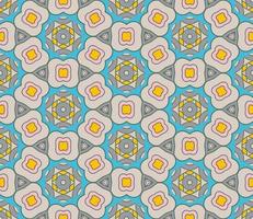 Abstract colorful doodle geometric flower seamless pattern. Floral background. Kaleidoscope mosaic, geo tile of thin line ornament. vector