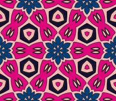 Abstract colorful doodle geometric flower seamless pattern. Floral background. Kaleidoscope mosaic, geo tile of thin line ornament. vector