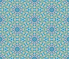 Abstract colorful doodle geometric flower seamless pattern. Floral background. Kaleidoscope mosaic, geo tile of thin line ornament. vector