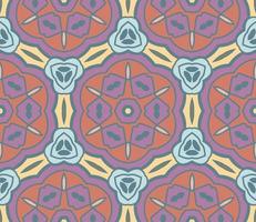 Abstract colorful doodle geometric flower seamless pattern. Floral background. Kaleidoscope mosaic, geo tile of thin line ornament. vector