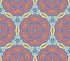 Abstract colorful doodle geometric flower seamless pattern. Floral background. Kaleidoscope mosaic, geo tile of thin line ornament. vector