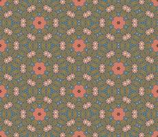 Abstract colorful doodle geometric flower seamless pattern. Floral background. Kaleidoscope mosaic, geo tile of thin line ornament. vector