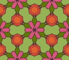 Abstract colorful doodle geometric flower seamless pattern. Floral background. Kaleidoscope mosaic, geo tile of thin line ornament. vector